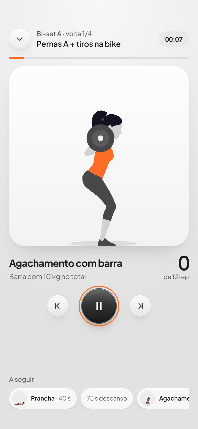 Player de treino com animação